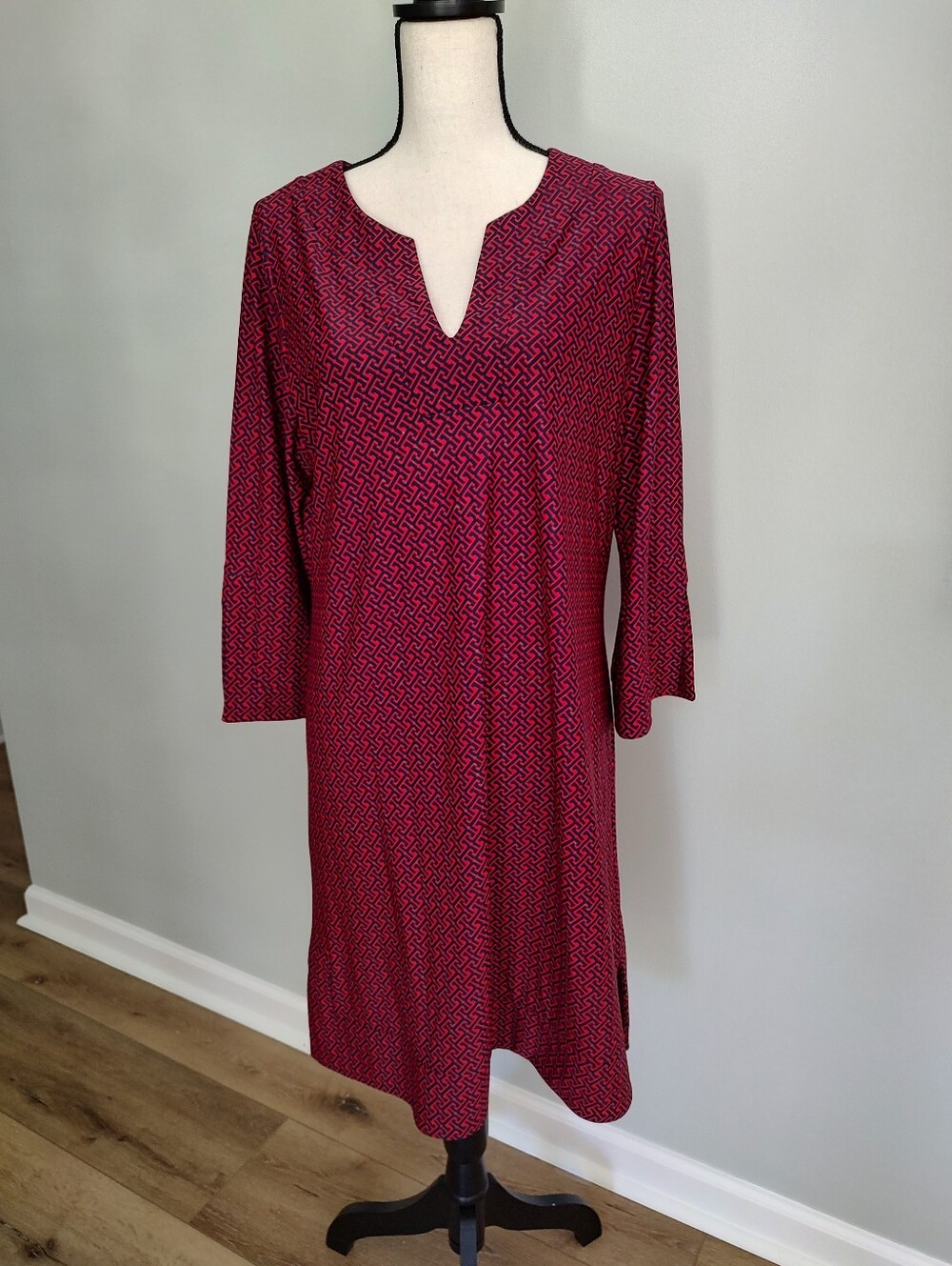 Jude Connally Megan Tunic Dress Red Blue Geometric Stretch XL